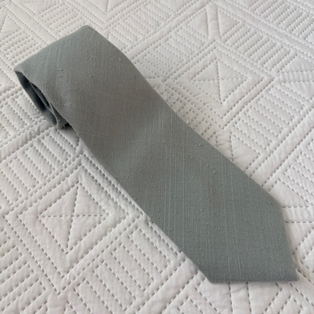 Vintage Starcy Ltd Tie | Made in UK Silver Grey Textured Weave Retro Mod Formal